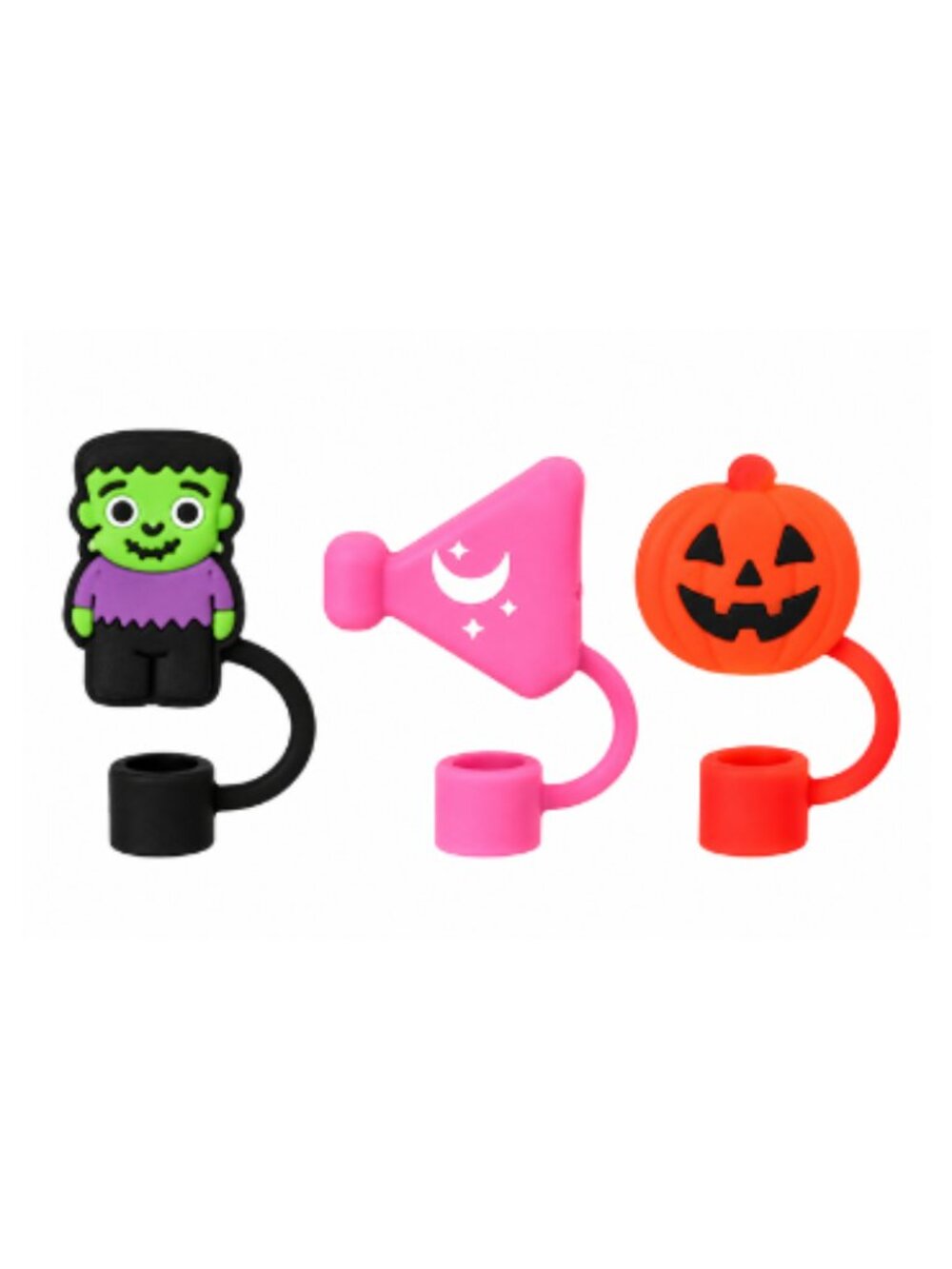 Target Halloween Straw Toppers Set of 3 Pumpkin Witch Frankenstein Tumbler